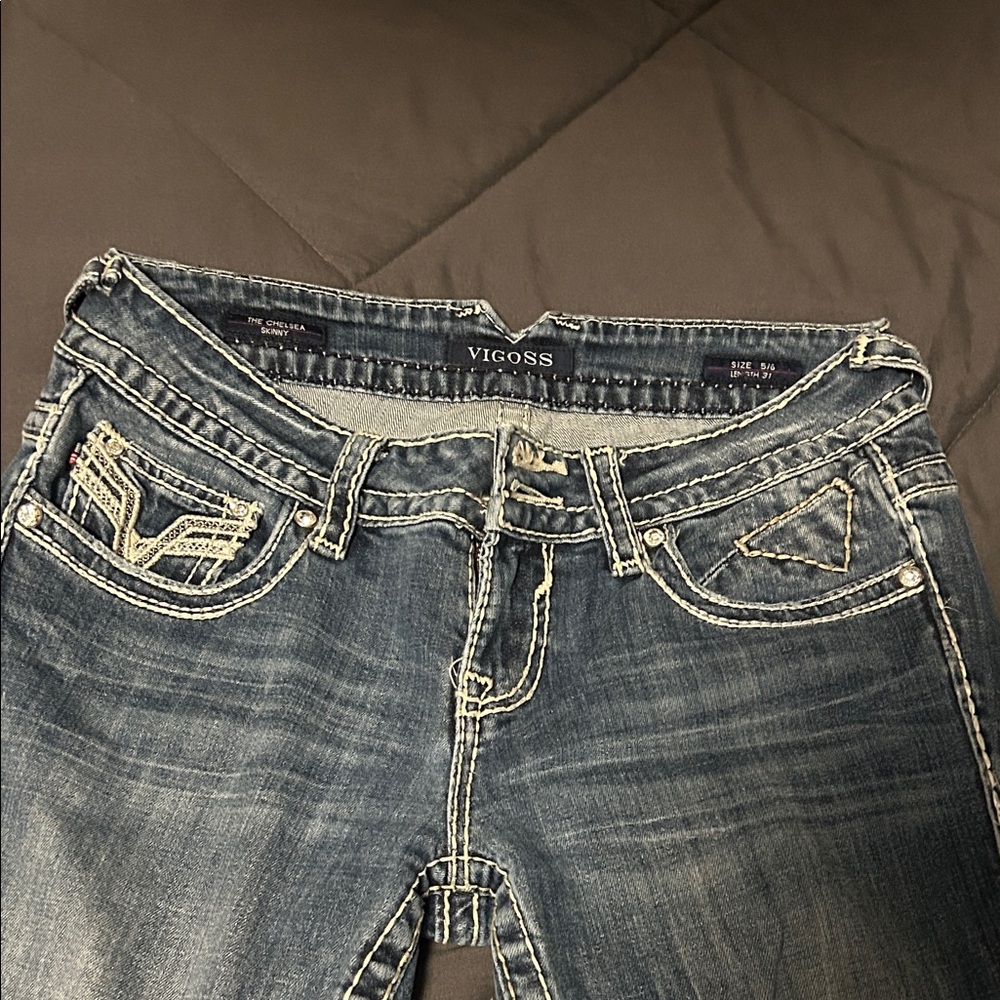 Vigoss Women's Distressed Dark Blue Skinny Jeans